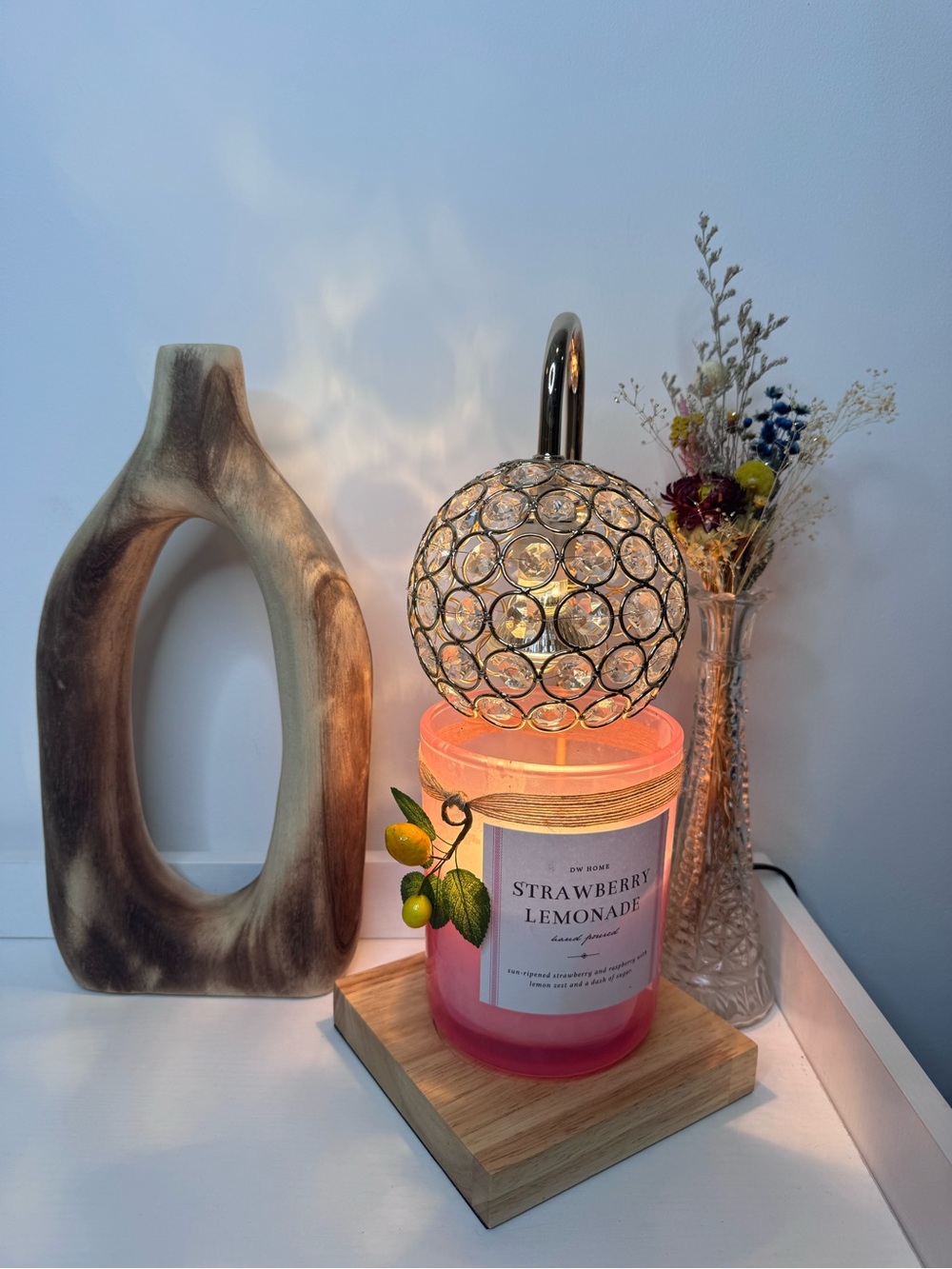 Open center wooden vase